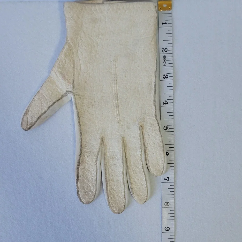 Vintage Van Raalte White Nylon Gloves Size XL Mid-Century Formal Flex Fit